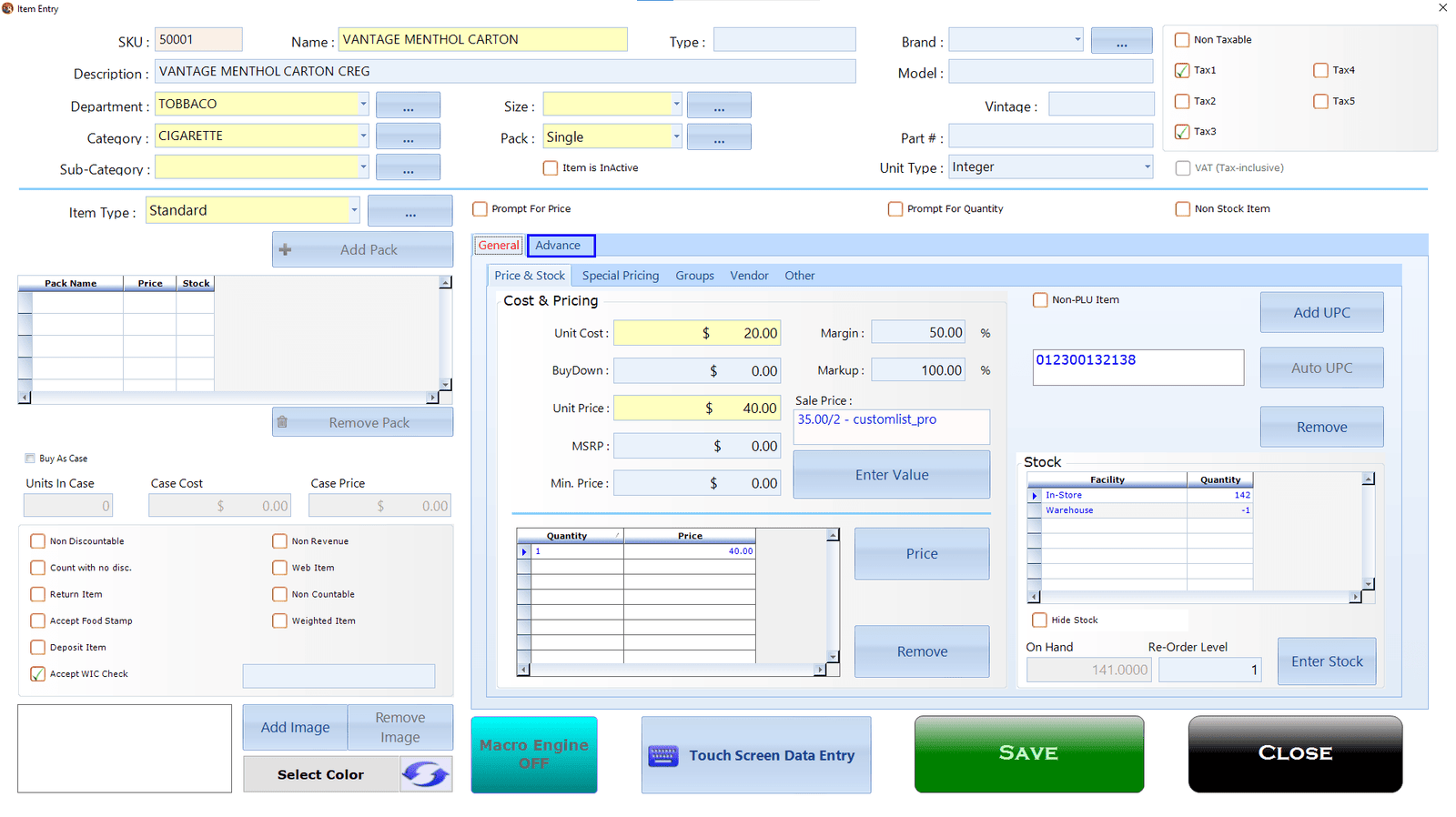 Advance Tab